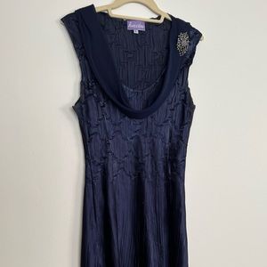 Barcelino evening dress, dark blue, size large.